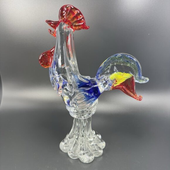 Venetian Art Glass Rooster Hen Figurine Heavy Glass Paperweight Sculpture Decor - Picture 14 of 14